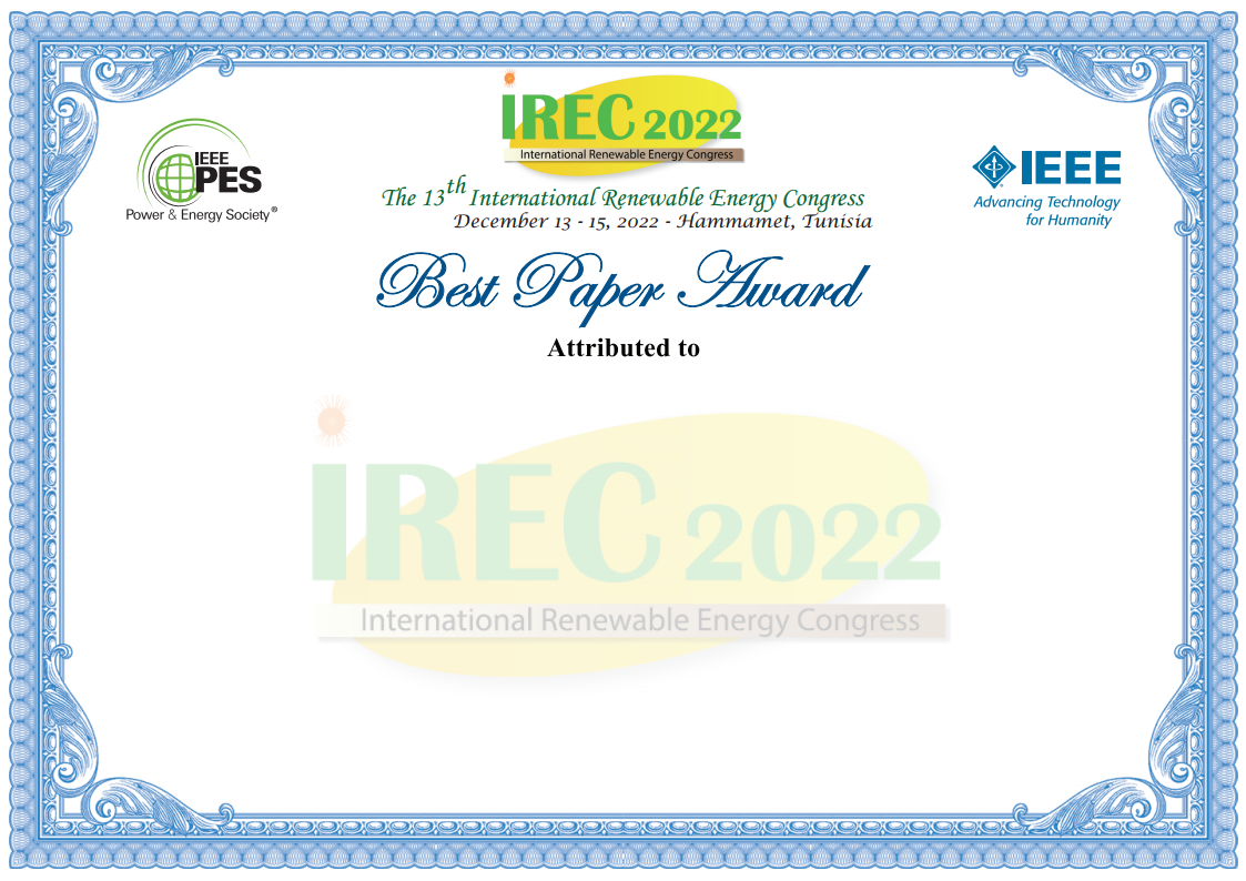 Award for best papers Irec conference